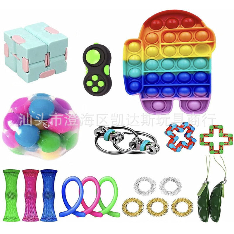 Cross-border stress-relief toy set toy releases pop bubbles with infinite cubes, easy to carry, suitable for children