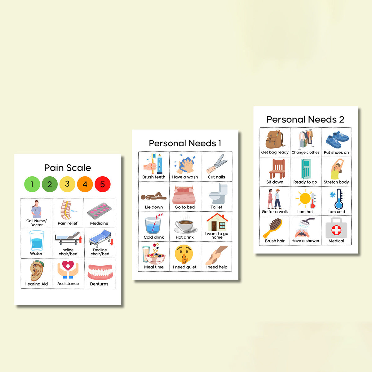 Special needs elderly hospital, adult autistic children, nurse nonverbal communication, visual board, chart, poster