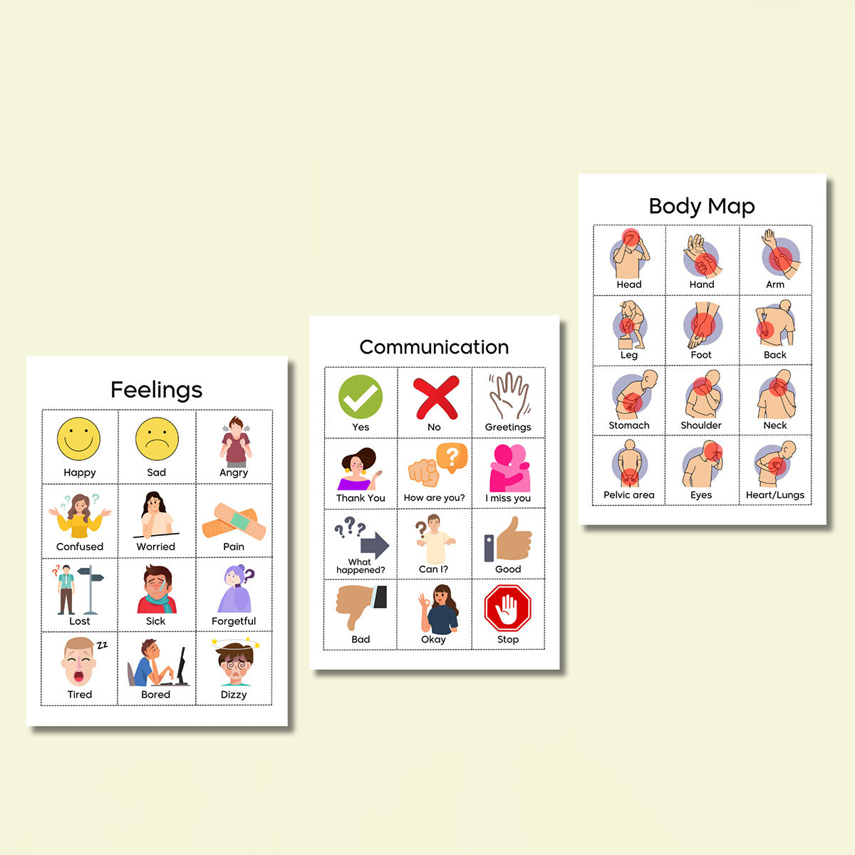 Special needs elderly hospital, adult autistic children, nurse nonverbal communication, visual board, chart, poster