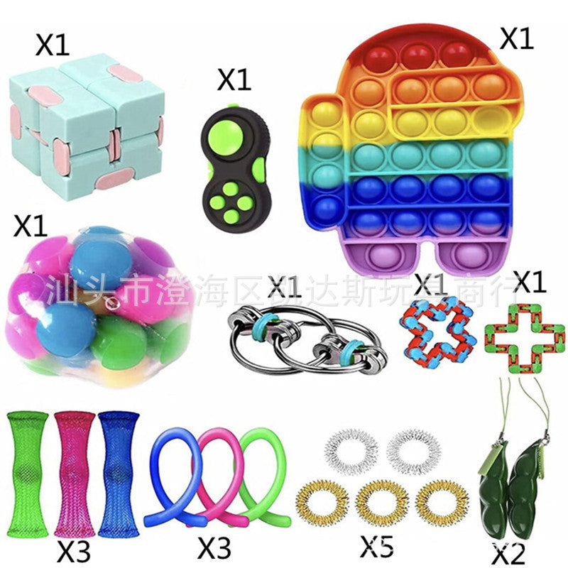 Cross-border stress-relief toy set toy releases pop bubbles with infinite cubes, easy to carry, suitable for children
